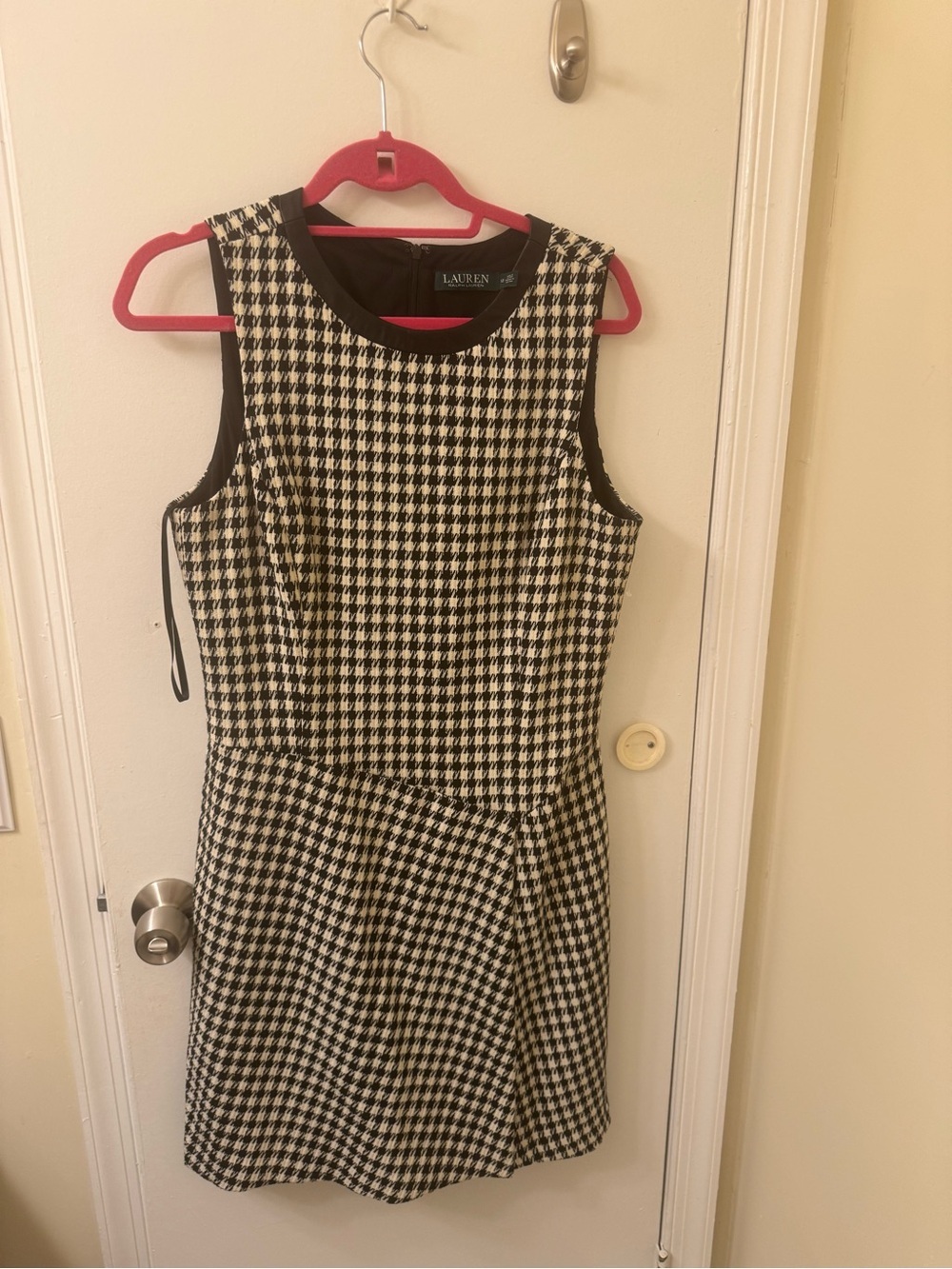 Lauren Ralph Lauren Black & White Houndstooth Sleeveless Dress
